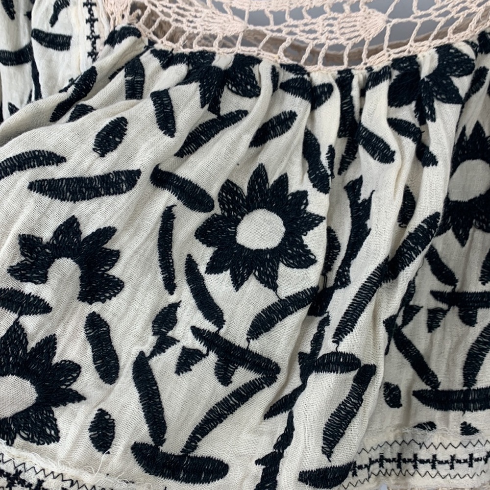 Free People Soleil Cotton Embroidery Crochet Trim Boho Top - Picture 10 of 16